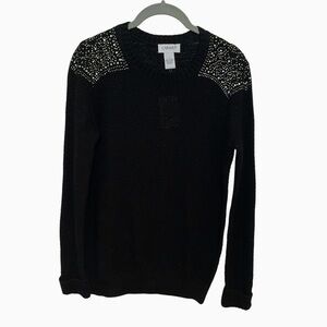 Carmen Marc Valvo Black Knit Sweater Embellished Jewels S Small new nwt y2k